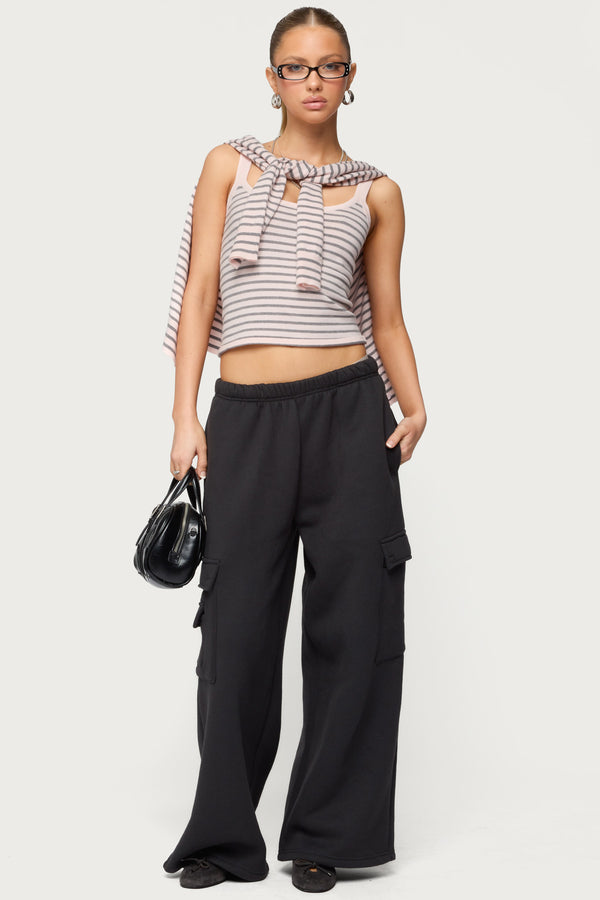 Petite Wide Leg Cargo Sweatpants