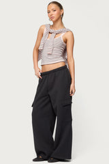 Petite Wide Leg Cargo Sweatpants