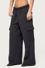 Petite Wide Leg Cargo Sweatpants