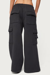 Petite Wide Leg Cargo Sweatpants