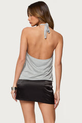 Stasia Sparkly Knit Split Front Top