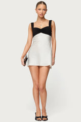 Petite Contrast Satin Effect Mini Dress