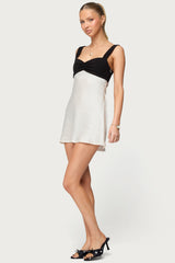 Petite Contrast Satin Effect Mini Dress