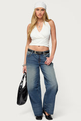 Niya Plunge Neck Halter Top