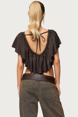 Deena Ruffled V Neck Top