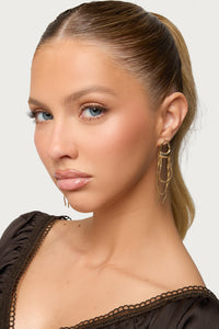 Abstract Dangling Chain Stud Earrings