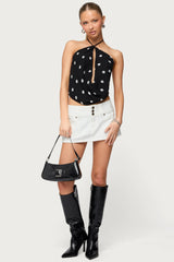 Chiffon Backless Cowl Neck Top