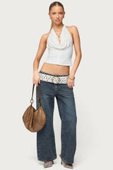 Hook & Eye Cowl Neck Halter Top