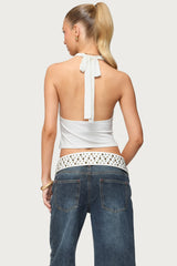 Hook & Eye Cowl Neck Halter Top