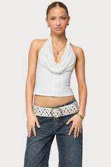 Hook & Eye Cowl Neck Halter Top