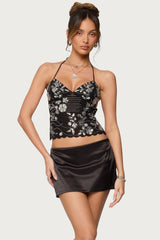 Nelley Backless Beaded Sequin Chiffon Top