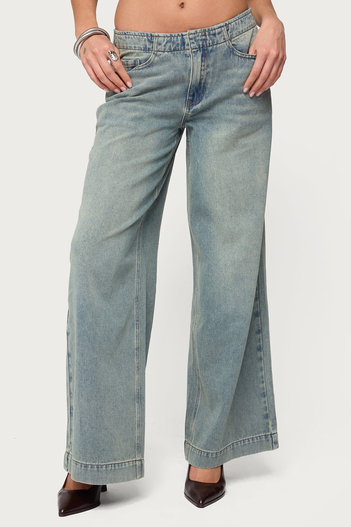 Saffie No Waistaband Low Rise Baggy Jeans