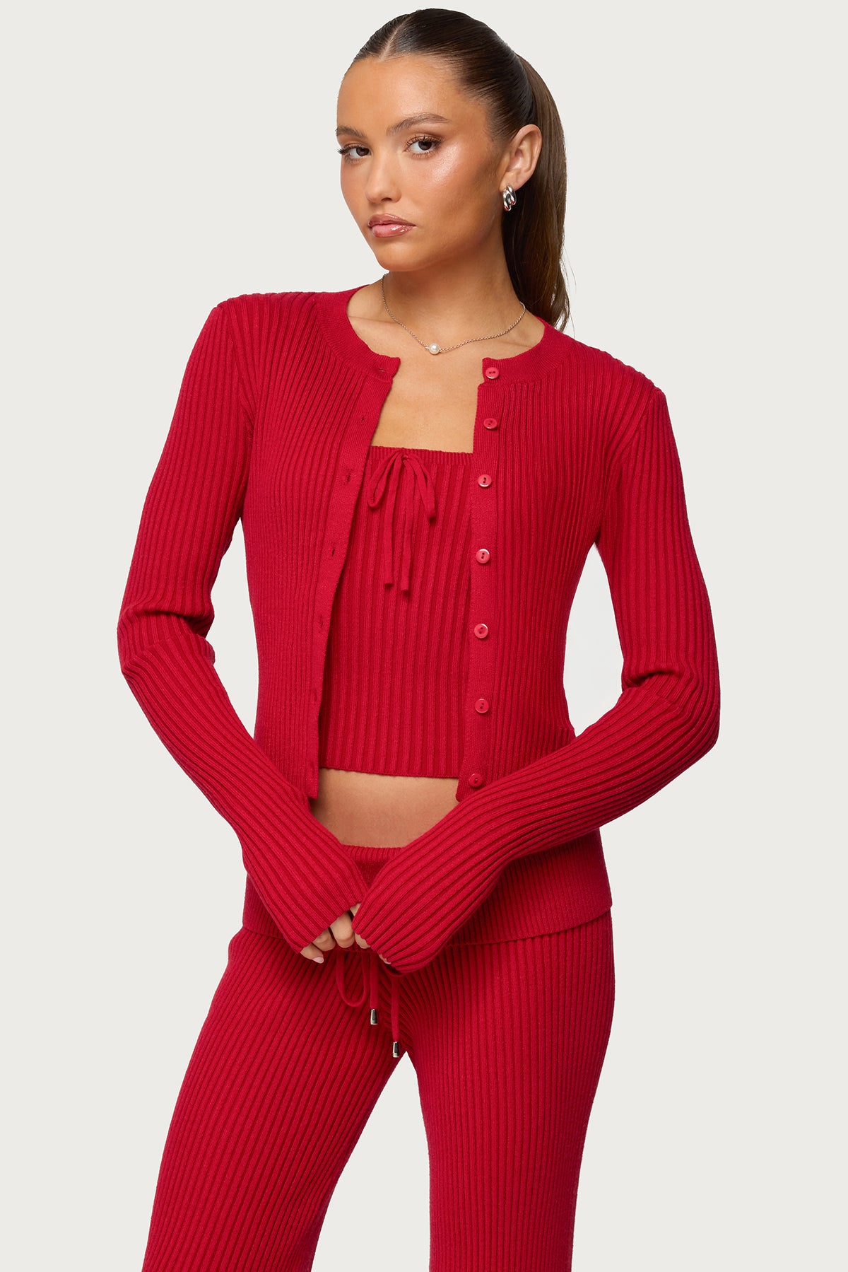 Adannah Ribbed Knit Button Up Cardigan – edikted
