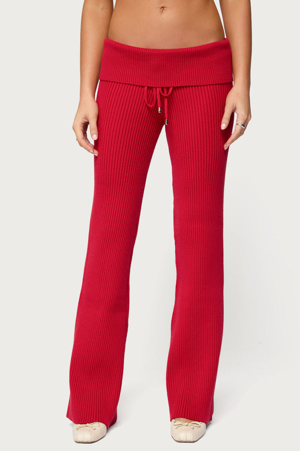 Adannah Foldover Ribbed Knit Pants
