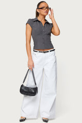 Juney Pinstripe Tailored Button Up Shirt