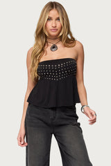 Alease Stud & Grommet Strapless Top