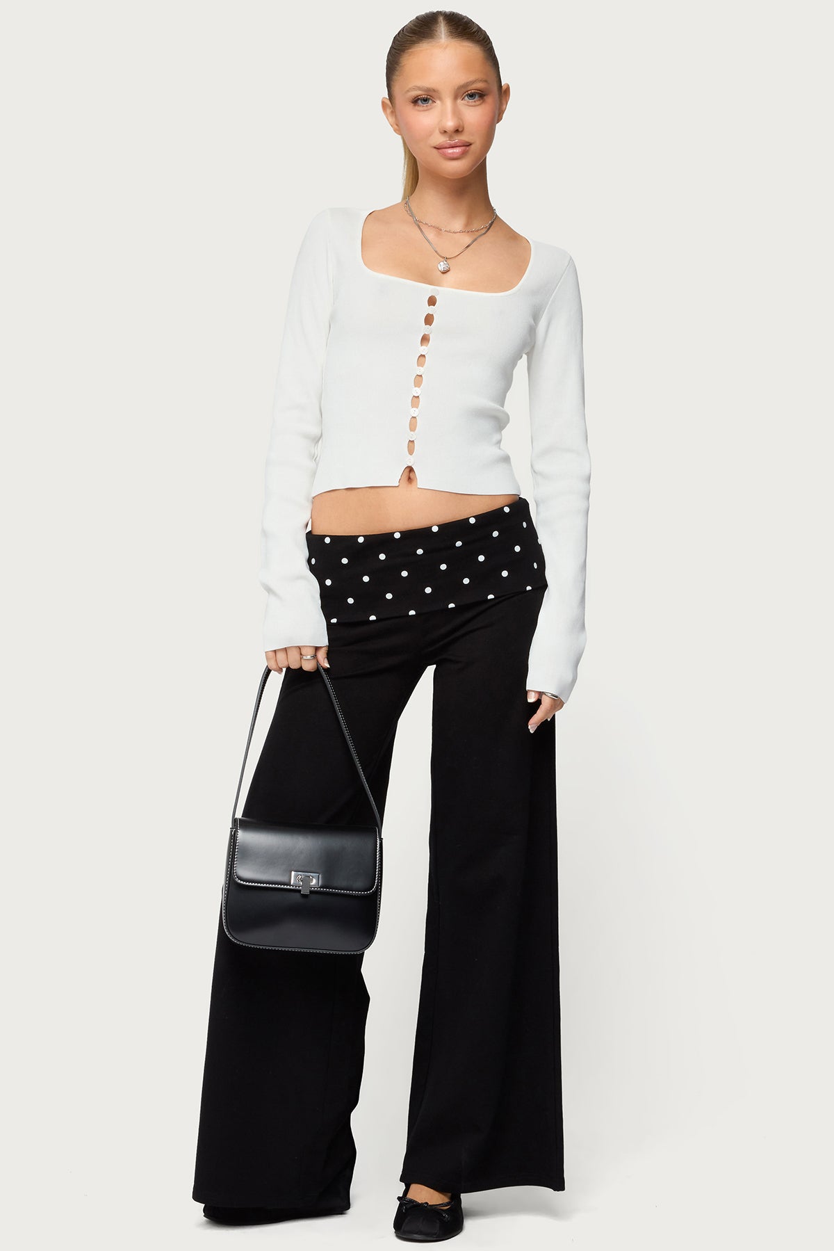 Petite Reeva Polka Dot Foldover Pants – edikted