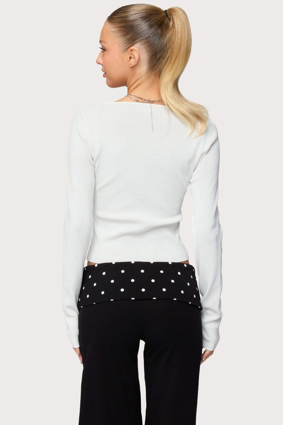 Deane Button Cutout Square Neck Top