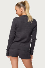 Nella Cable Knit Button Up Cardigan