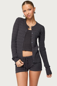 Nella Cable Knit Button Up Cardigan