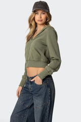 Distressed Stitch Cropped Hoodie