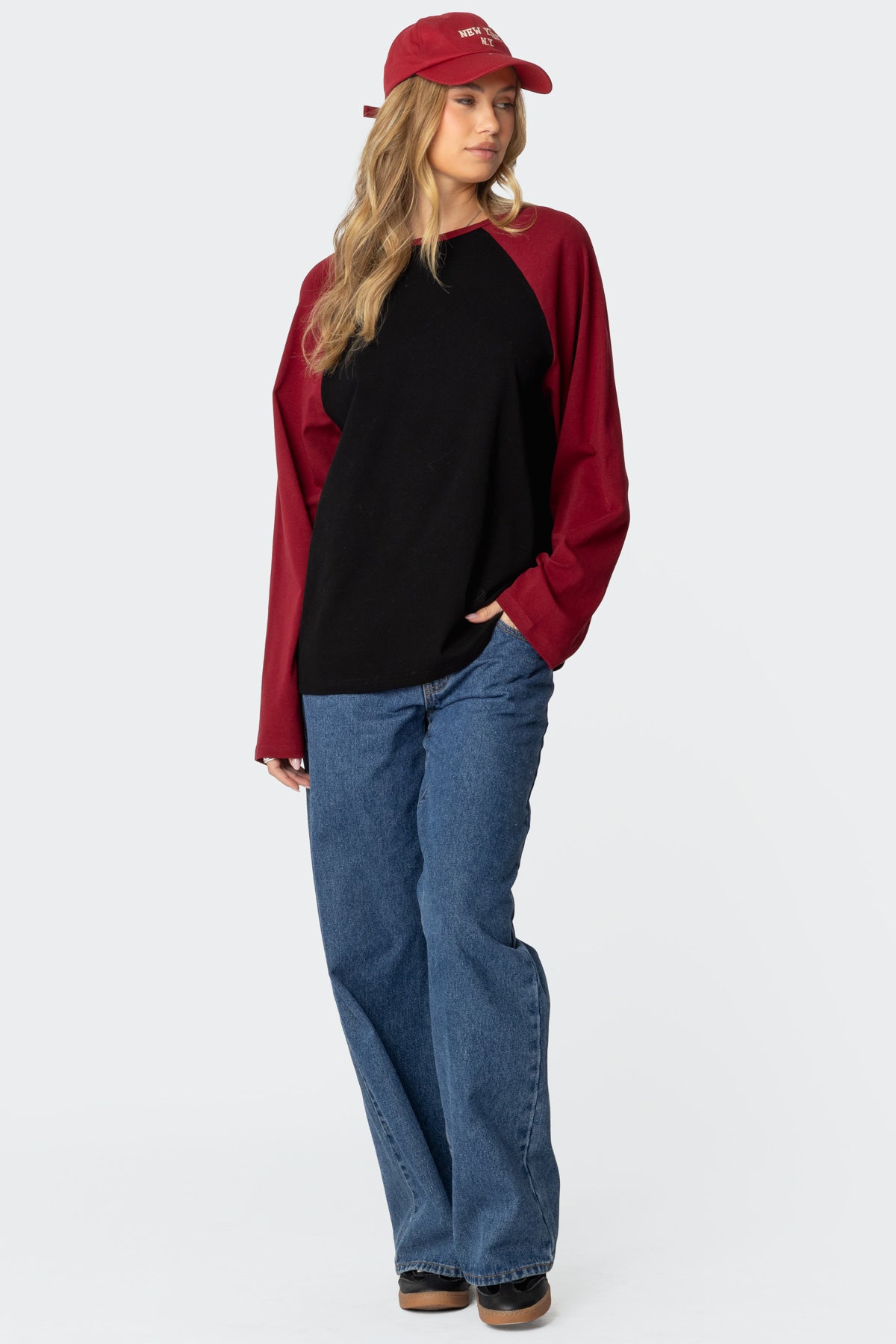 Oversized Raglan Long Sleeve T Shirt