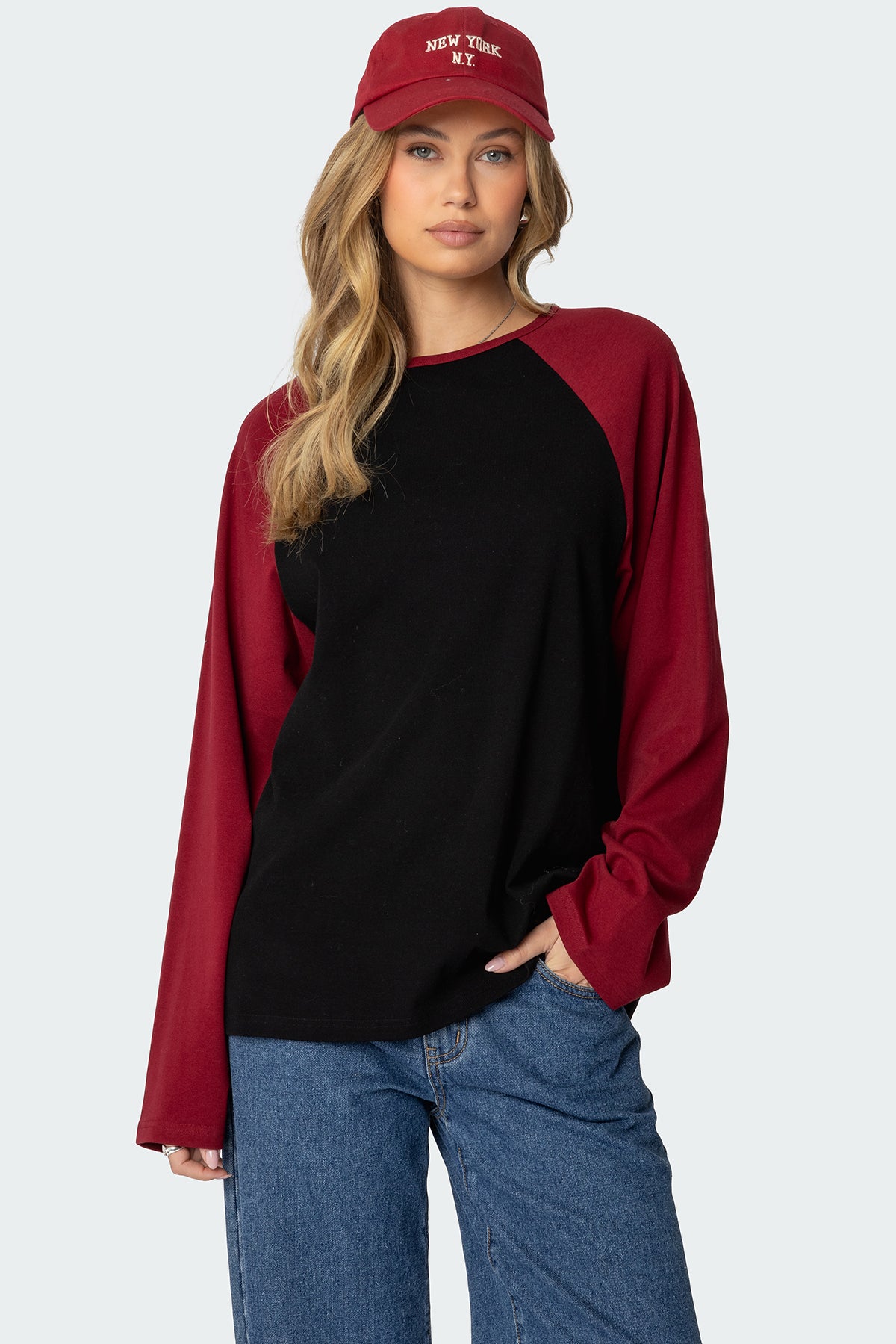 Oversized Raglan Long Sleeve T Shirt