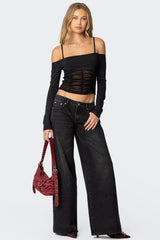 Susie Off Shoulder Mesh Top