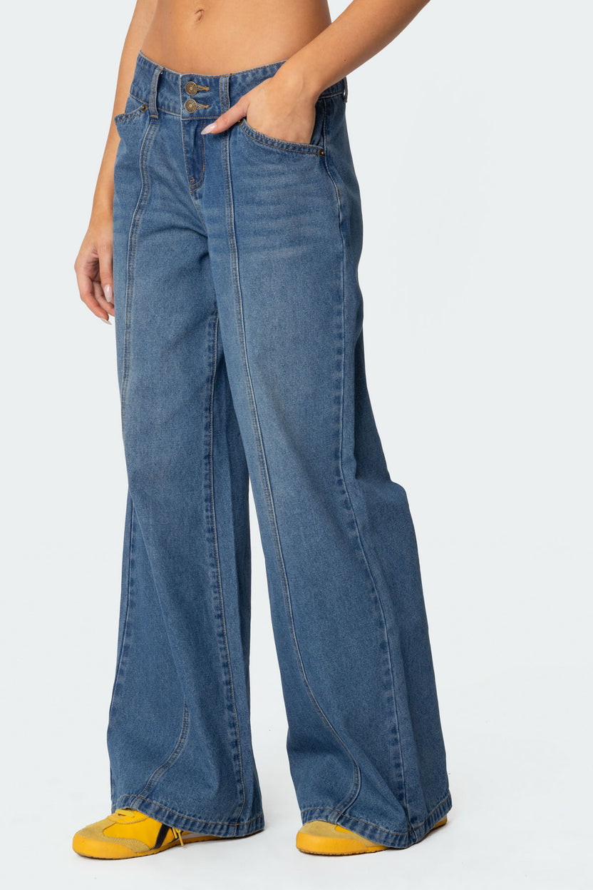 Charlie Panel Stitch Low Rise Bootcut Jeans – edikted
