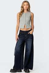 Super Baggy Belted Low Rise Jeans