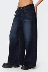 Super Baggy Belted Low Rise Jeans