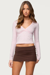 Kianah Polka Dot V Neck T Shirt