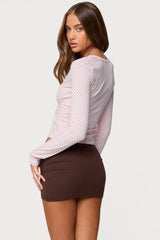 Kianah Polka Dot V Neck T Shirt