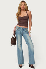 Anael Ruched Halter Top