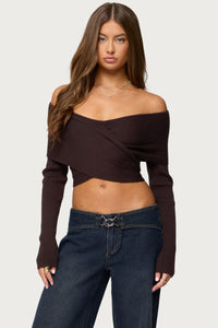 Paulina Off Shoulder Wrap Sweater