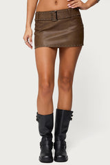 Studded Belt Faux Leather Mini Skort