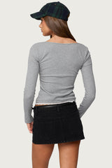 Joana Layered Lacey Henley Top