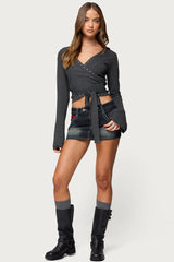 Roccia Studded Knit Wrap Top