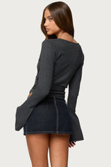 Roccia Studded Knit Wrap Top