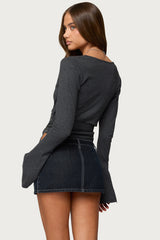 Roccia Studded Knit Wrap Top