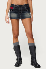 Jakari Contrast Stitch Denim Mini Skort