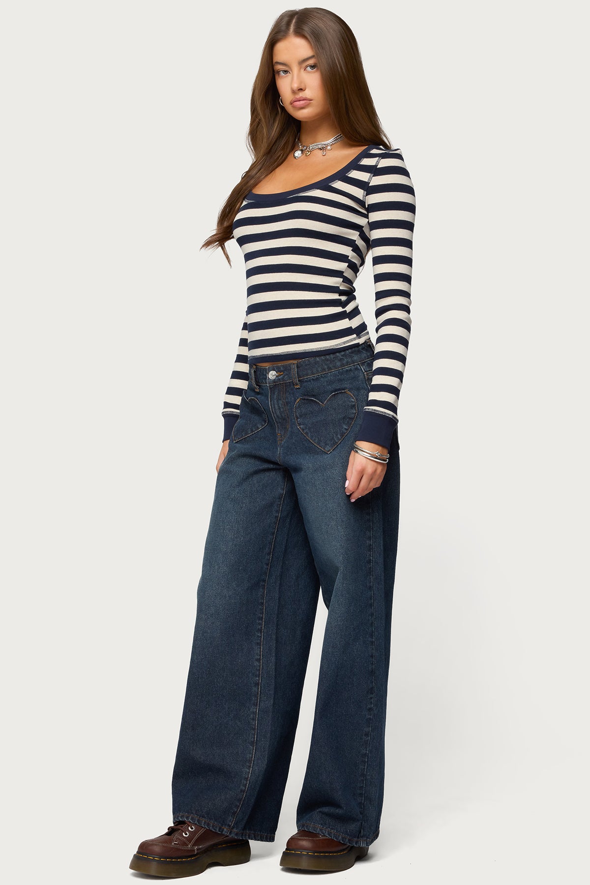 Heart Pockets Low Rise Baggy Jeans