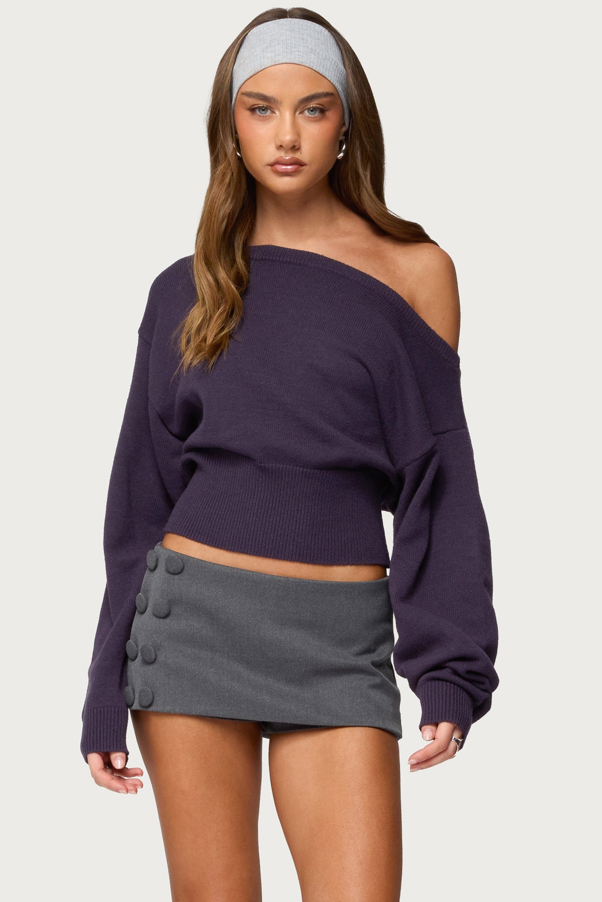 トップス plunge loose knit theredthread Ravenna Off Shoulder Sweater – edikted