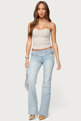 Kenza Belted Low Rise Flared Jeans