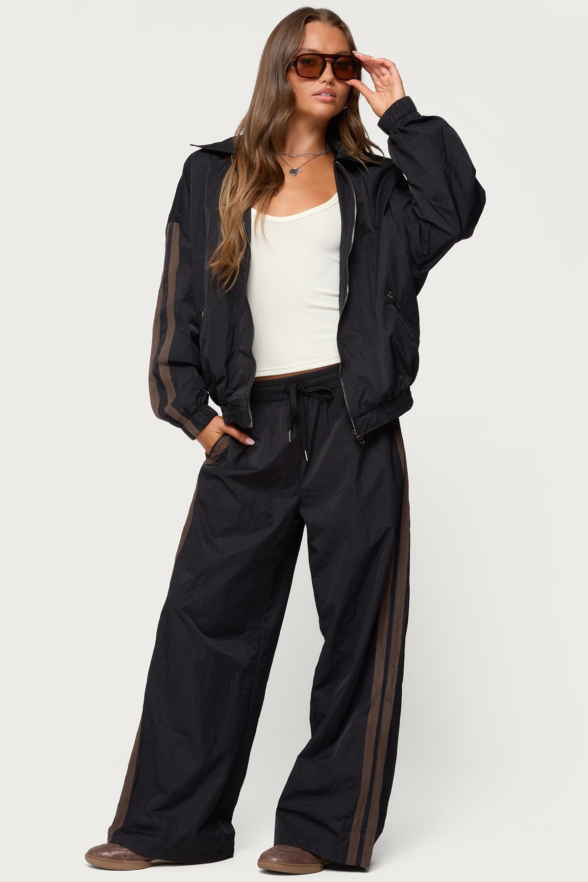 Kieran Stripey Nylon Track Pants – edikted
