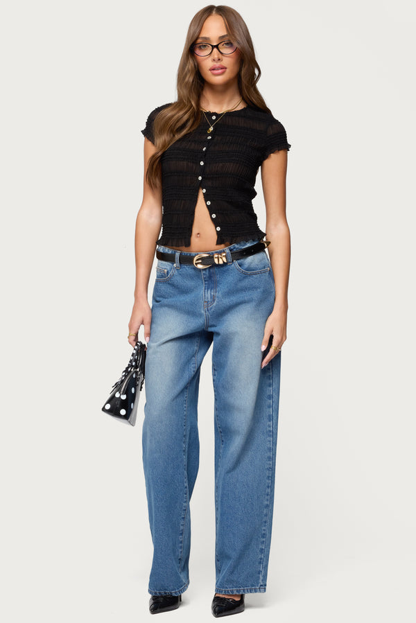 Filipa Sheer Chiffon Scrunch Top