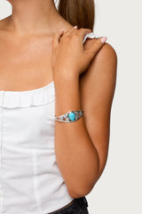 Vintage Stone & Flower Cuff Bracelet