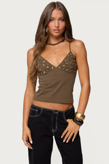 Nora Buttons V Neck Tank Top