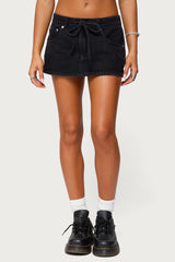 Ziggie Tie Front Denim Mini Skort