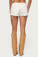 Frayed Vintage Washed Denim Shorts